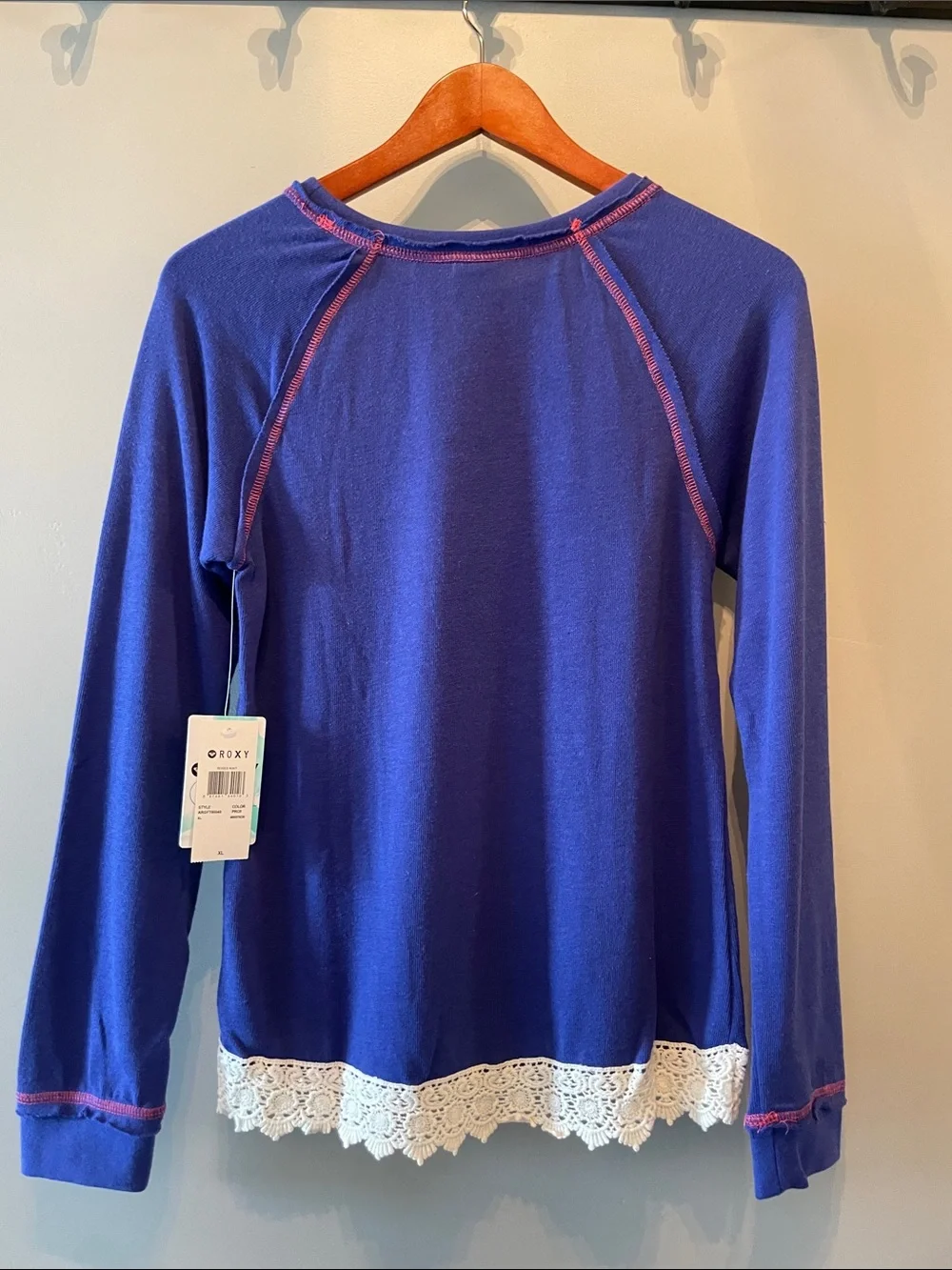 Roxy Girls Long‎ sleeve Shirt with lace Size XL